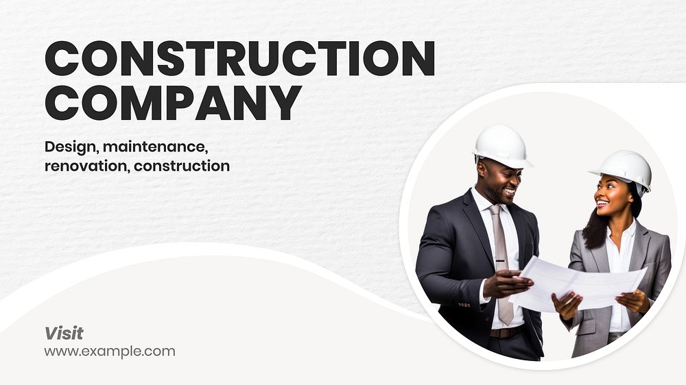 Construction company blog banner template, editable text