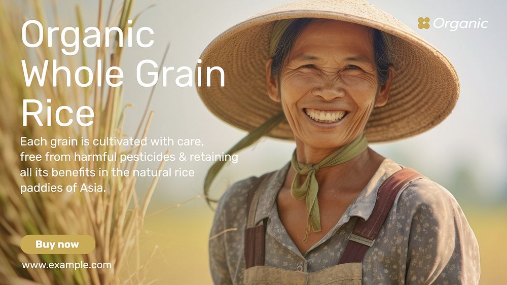 Organic rice  blog banner template