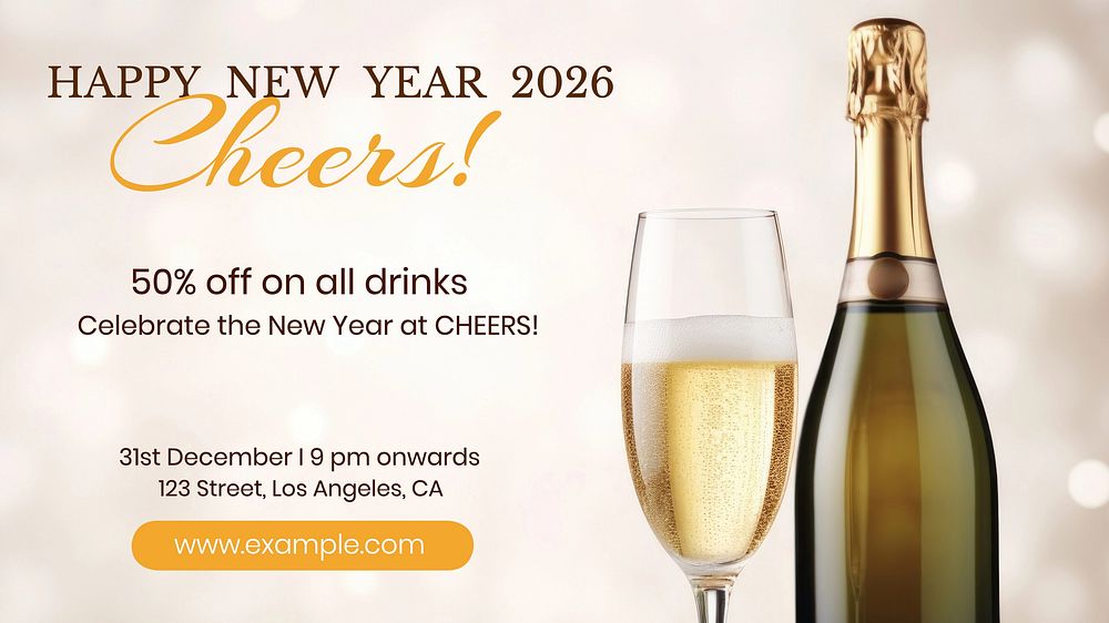 New year cheers blog banner template, editable text