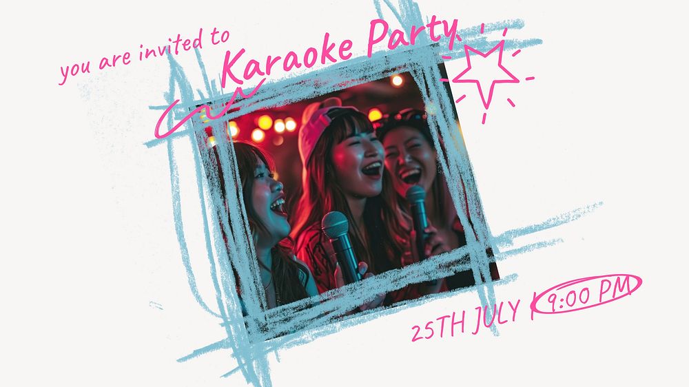 Karaoke party blog banner template