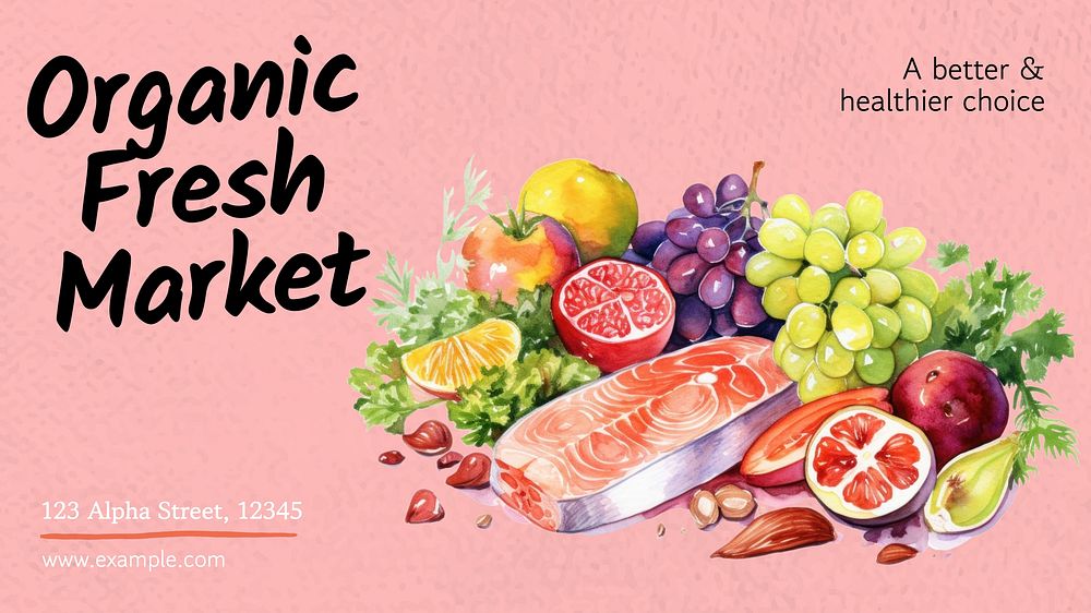 Organic Fresh Market blog banner template, editable text
