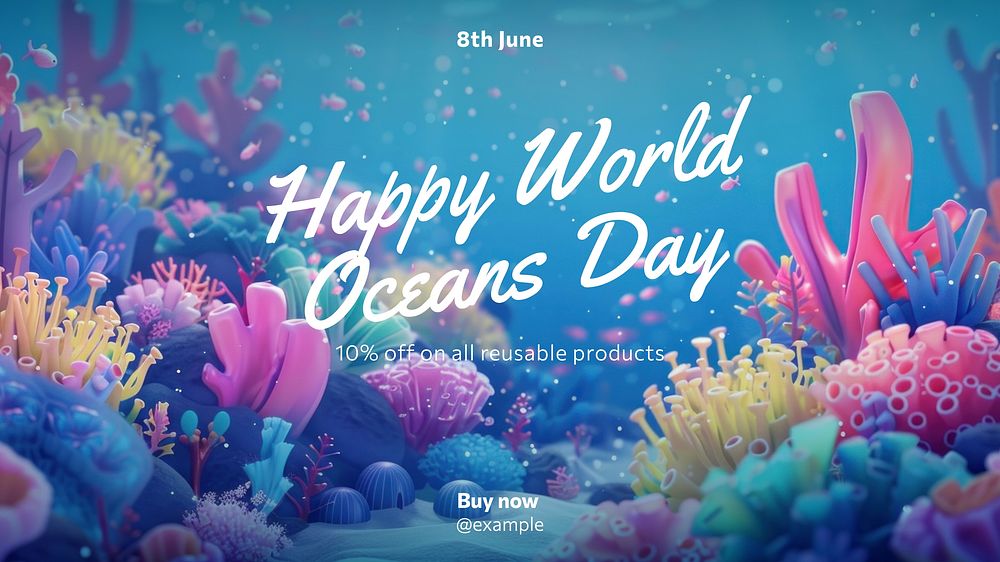 Oceans day blog banner template