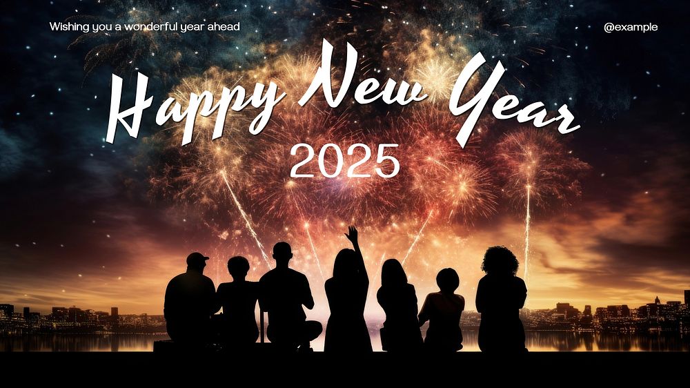 Happy new year blog banner template, editable text
