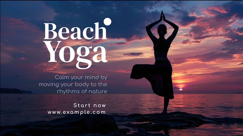 Beach yoga blog banner template