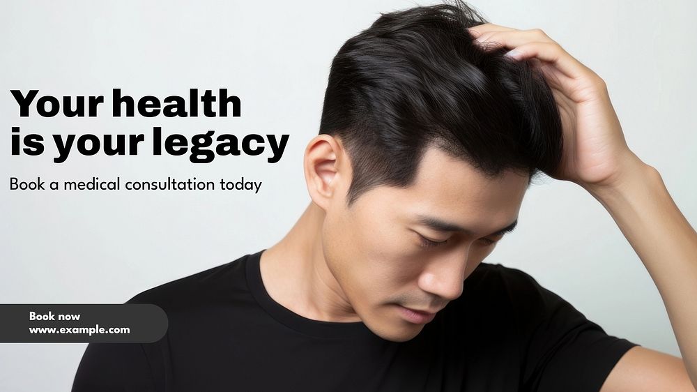 Men's health blog banner template, editable text