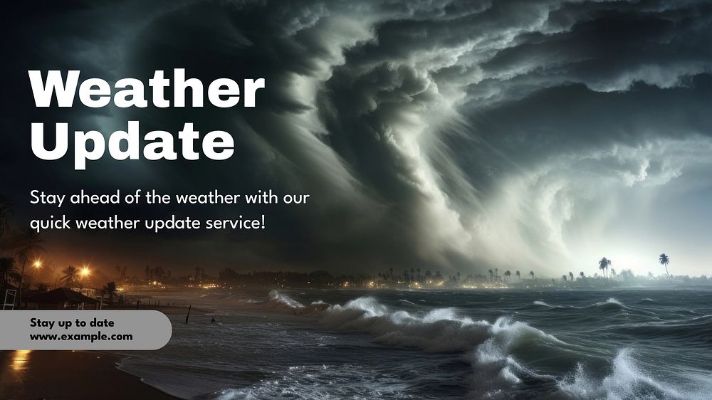 Weather update blog banner template, editable text