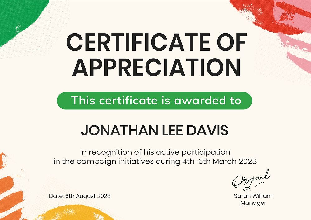 Appreciation certificate template  design