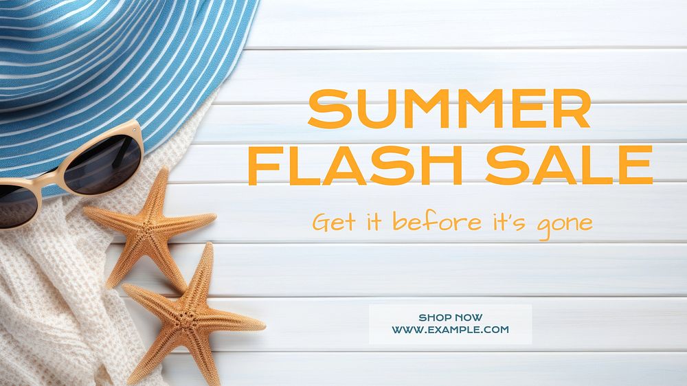 Summer flash sale blog banner template, editable text