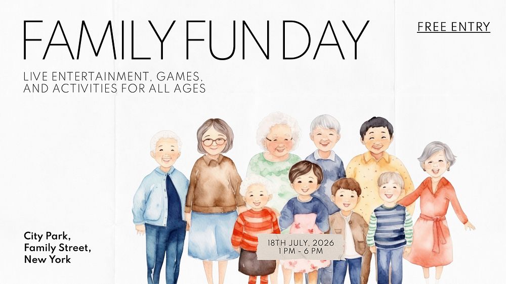 Family fun day blog banner template, editable text