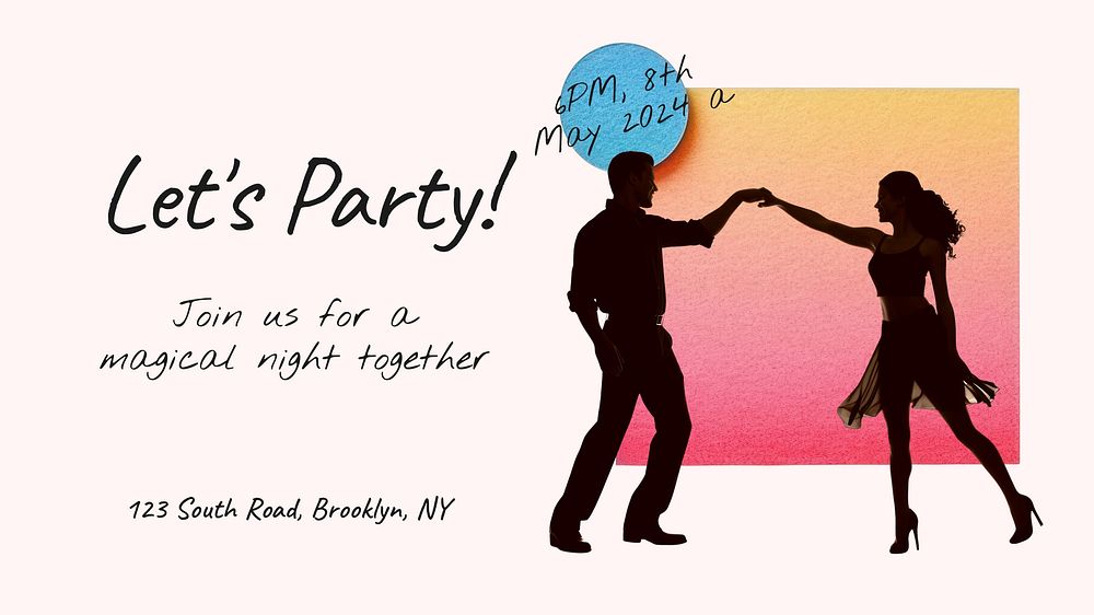 Let's party blog banner template, editable text