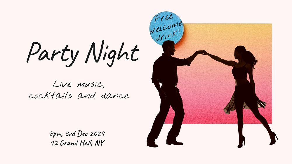 Party night blog banner template, editable text