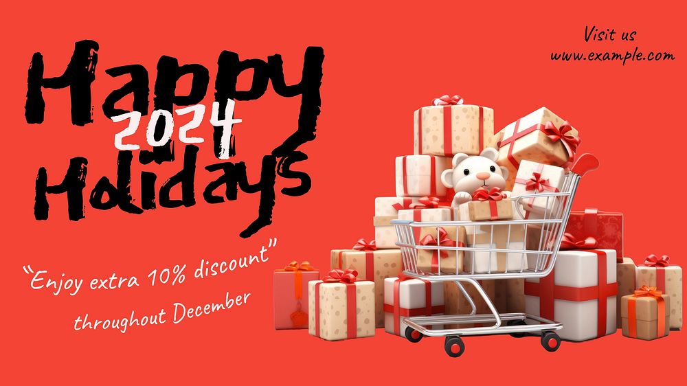 Happy holidays blog banner template, editable text