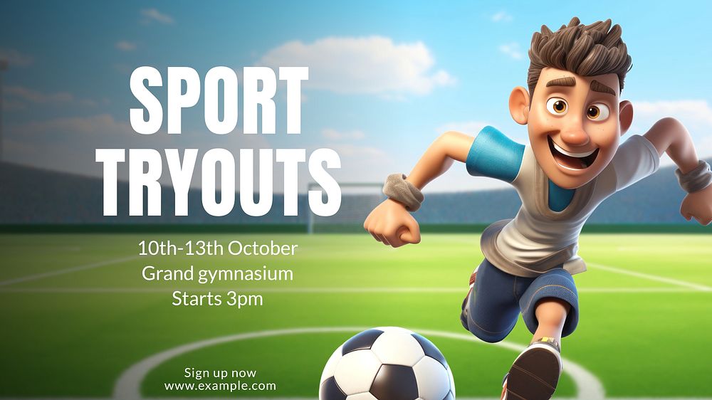 Sport tryouts blog banner template, editable design