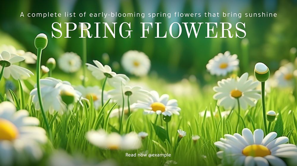 Spring flowers blog banner template, editable text