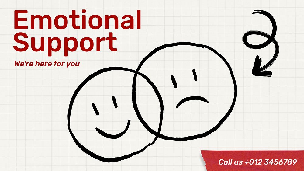 Emotional support blog banner template, editable text