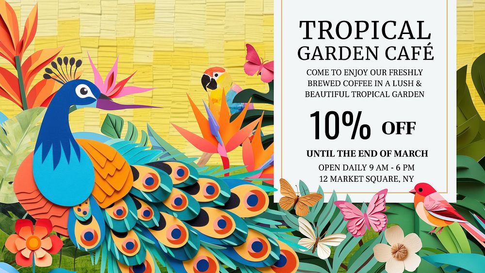 Tropical cafe blog banner template