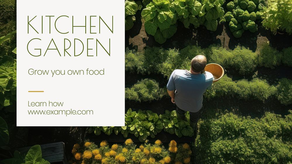 Kitchen garden blog banner template, editable text