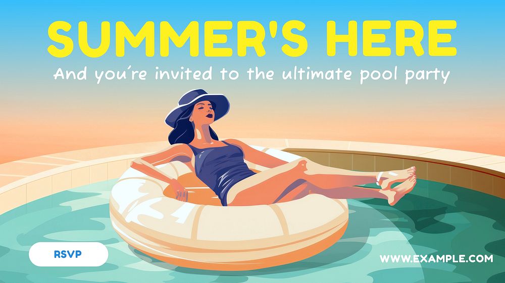 Summer pool party blog banner template