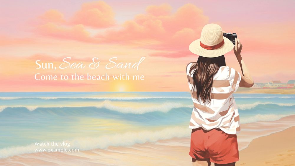 Beach vlog  blog banner template