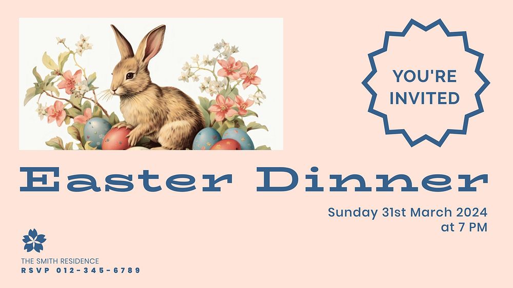 Easter dinner invitation blog banner template