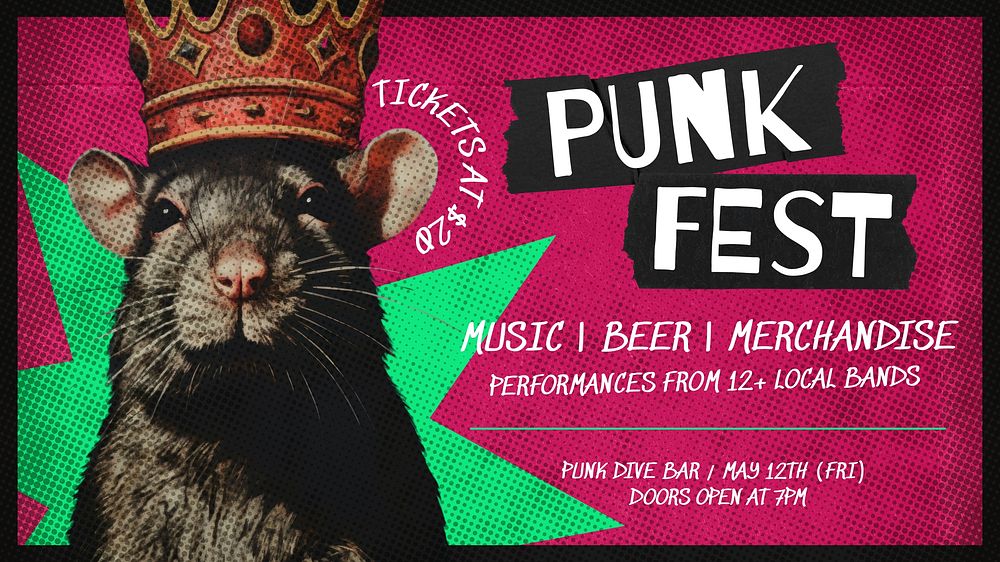 Punk music festival blog banner template