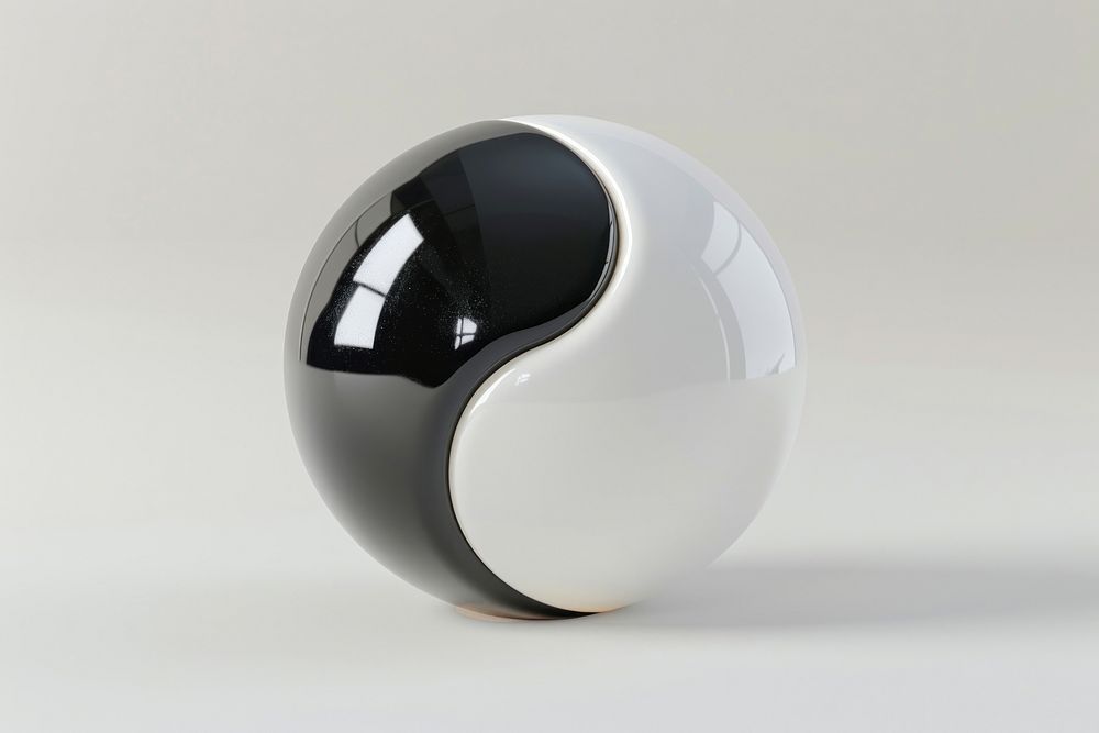 3d render of yin yang furniture porcelain football.