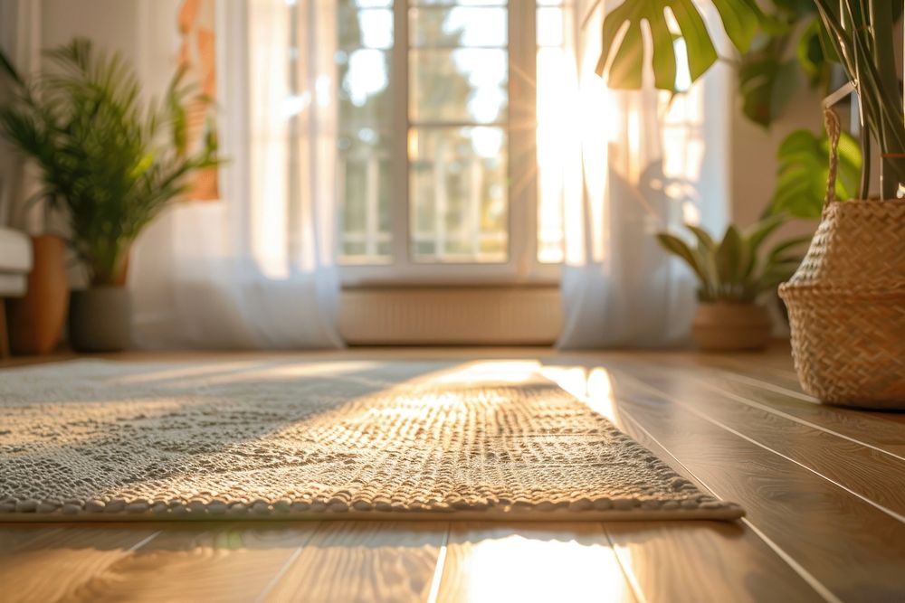 Yoga matin indoors floor rug.