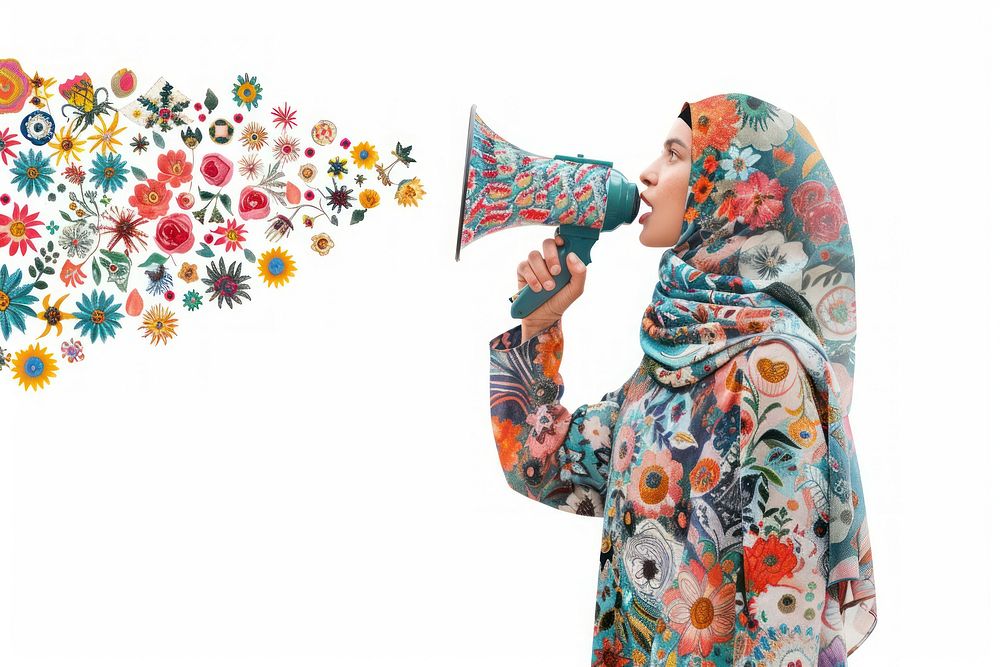 Muslim woman holding megaphone photography shouting person.