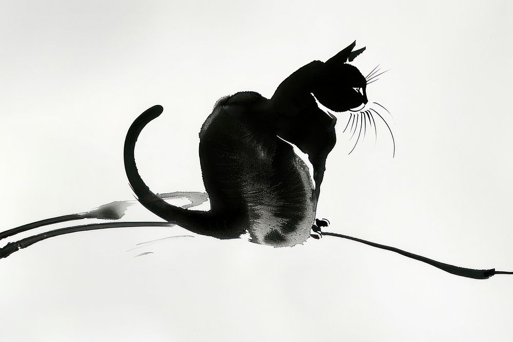 Cat Japanese minimal silhouette animal mammal.