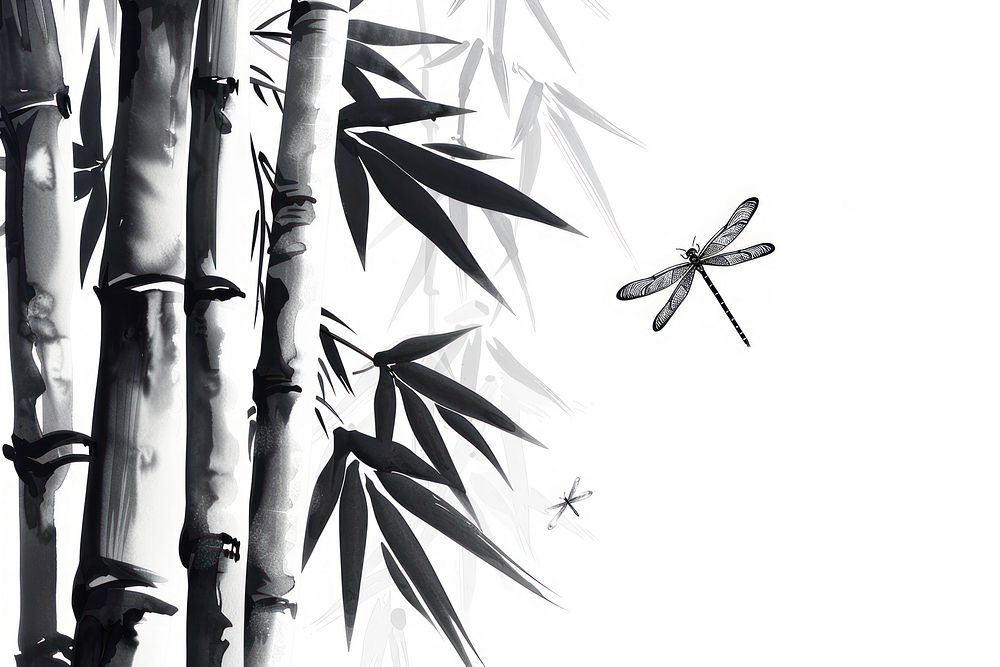 Bamboo and dragonfly japanese minimal transportation invertebrate aircraft.