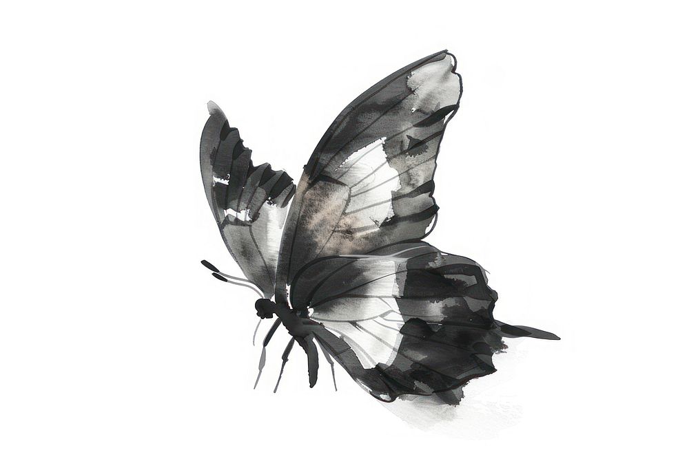 Butterfly Japanese minimal art illustrated drawing.