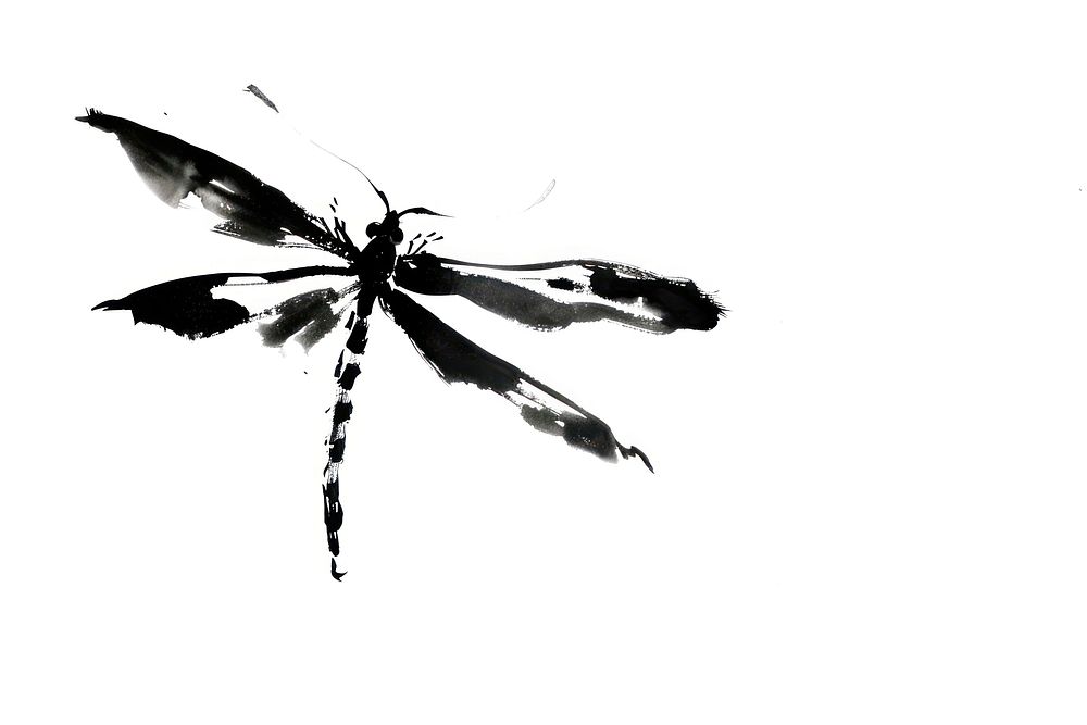 Dragonfly Japanese minimal art invertebrate silhouette.