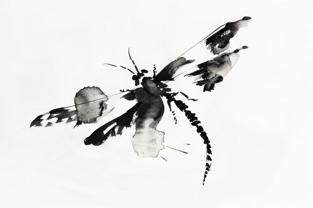 Dragonfly Japanese minimal art invertebrate illustrated.