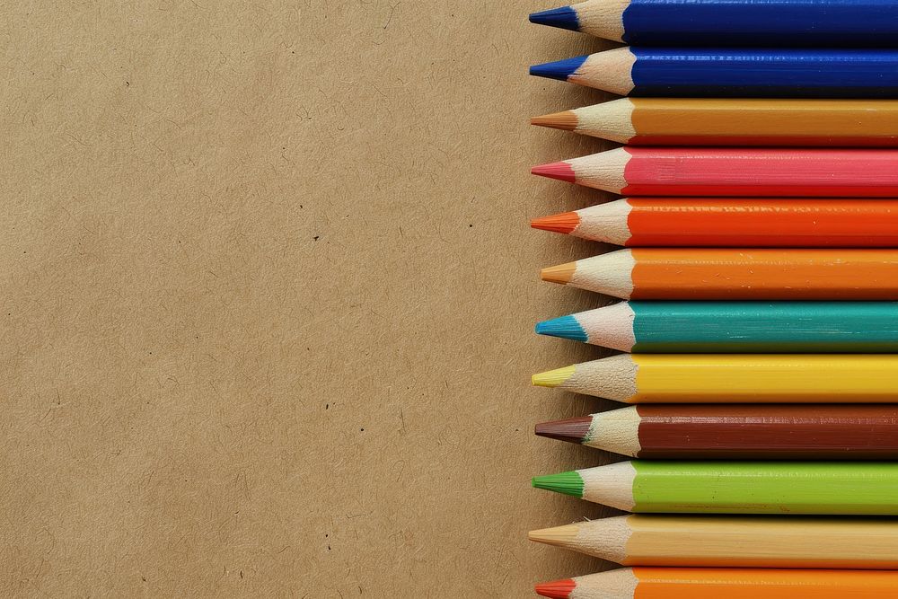 Colored pencils arranged sideways.