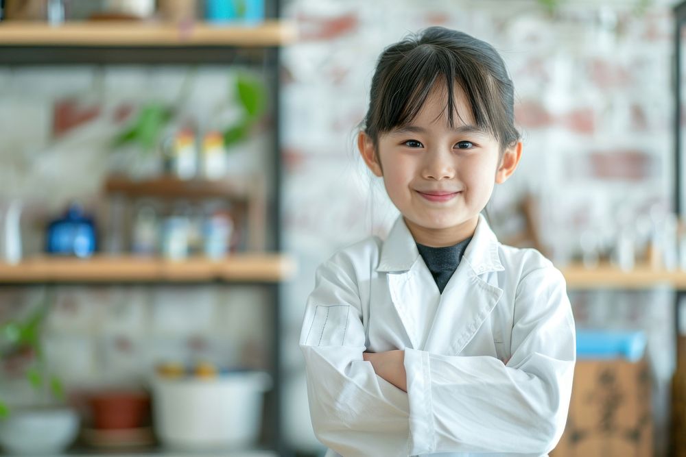 Asian kid scientist female person.