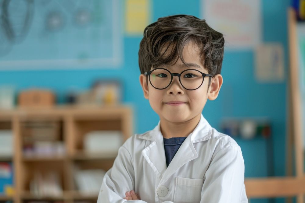 Kid in a scientist uniform person doctor human.