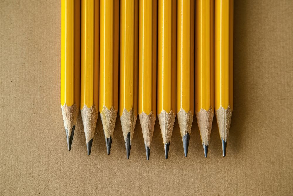 Yellow pencils arranged sideways.