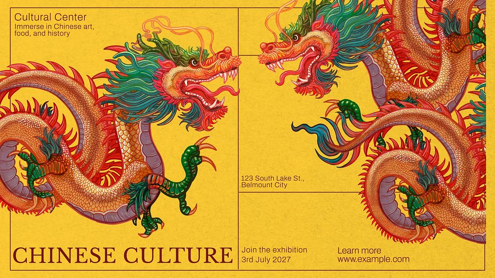 Chinese culture blog banner template, editable text