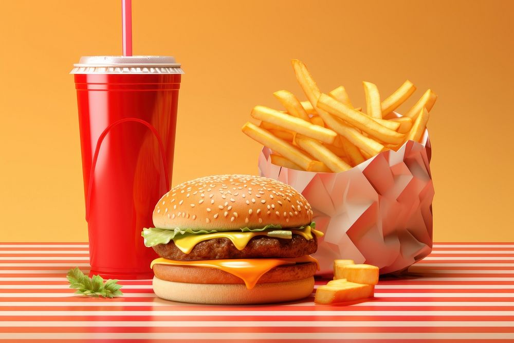 Fast food burger fries.