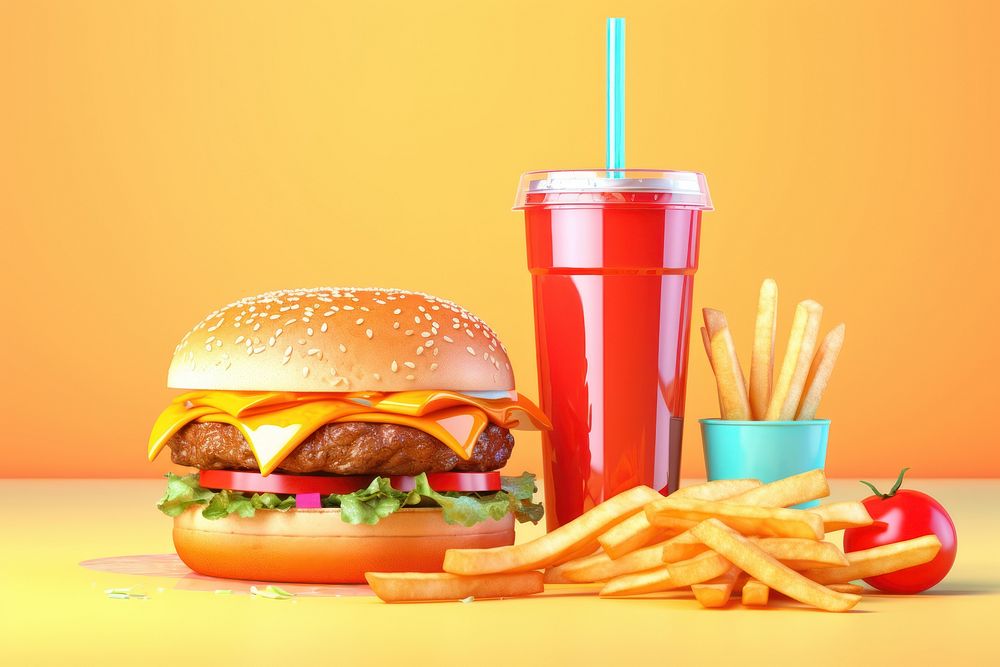 Fast food burger fries bottle.