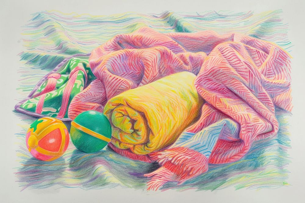 Baby Blankets and Toys illustrated volleyball drawing.