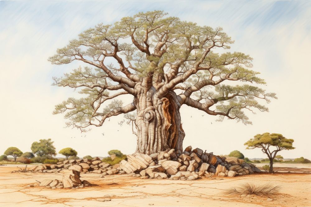 Baobab tree plant tree trunk.