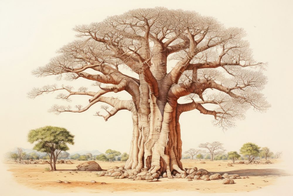 Baobab tree plant art.