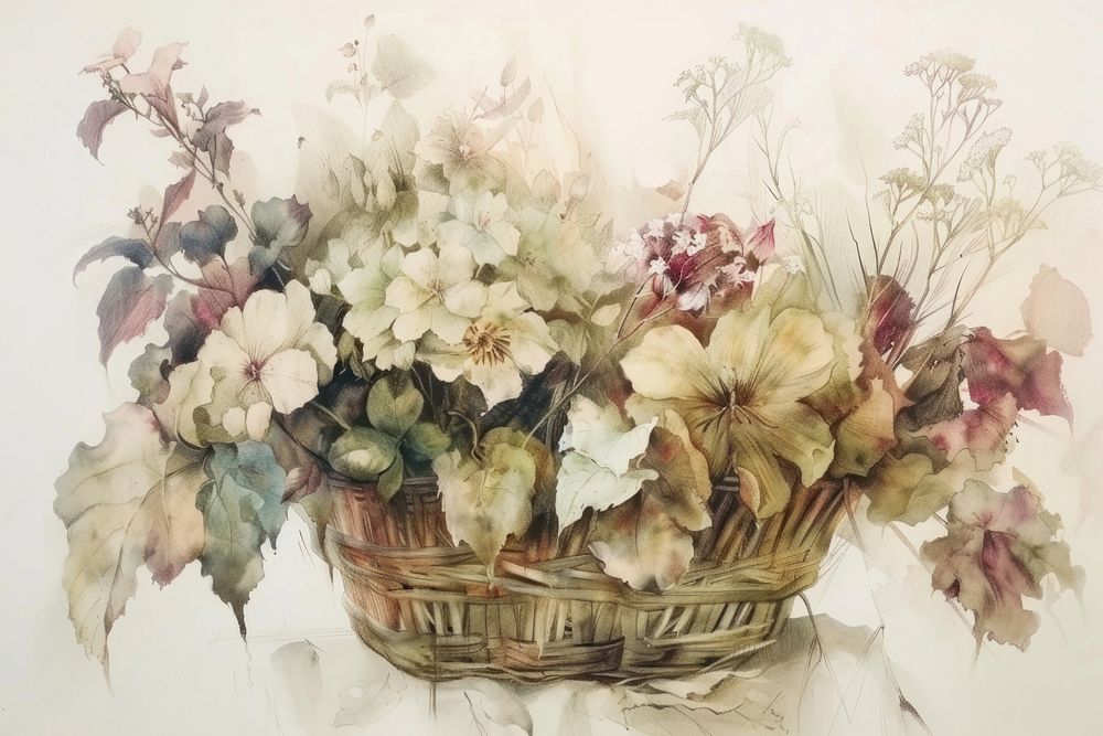 Basket Bouquet painting basket graphics.