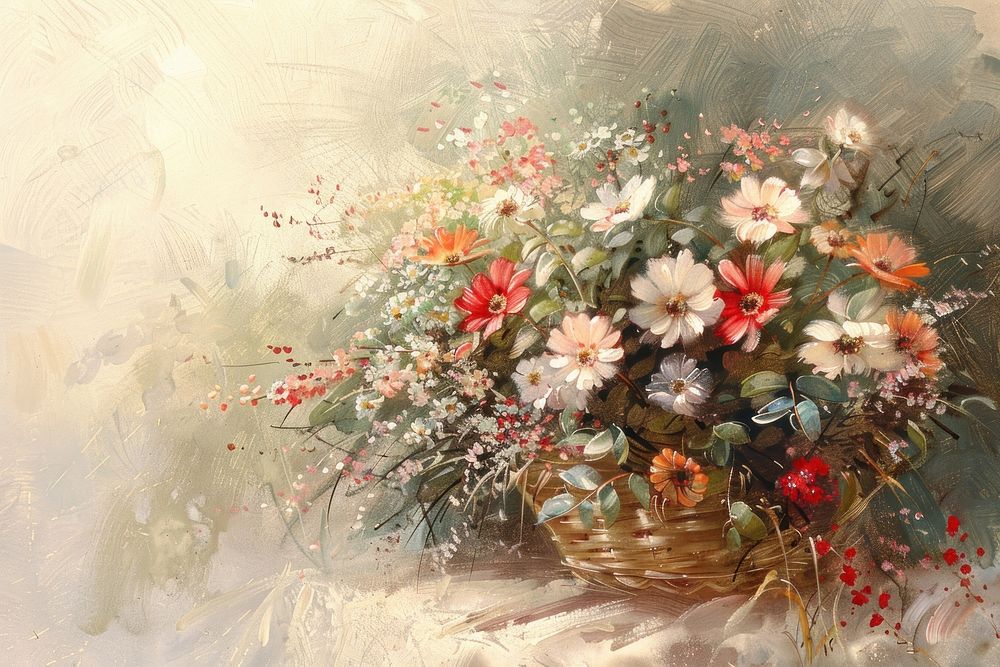 Basket Bouquet painting graphics blossom.