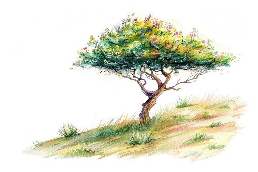 Shurubland Bush painting illustrated drawing.