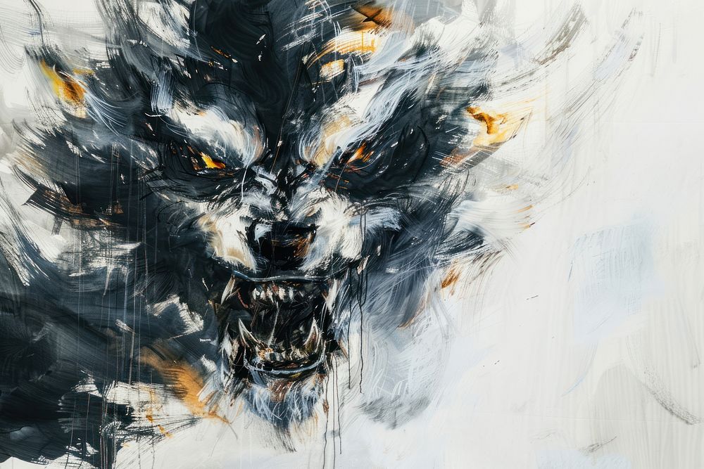 Werewolf painting illustrated wedding.