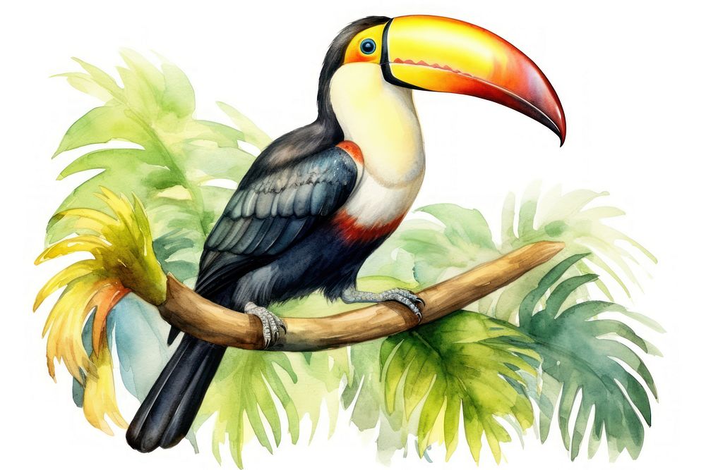 Illustration of toucan bird pineapple produce animal.