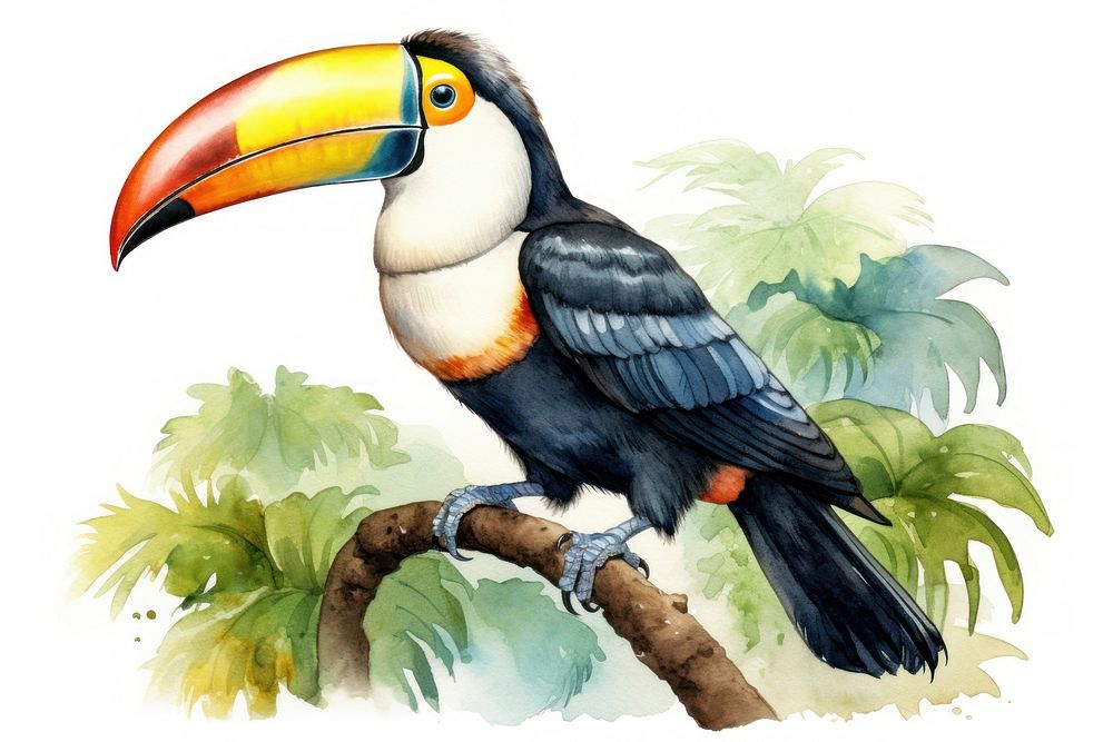 Illustration of toucan bird animal beak.