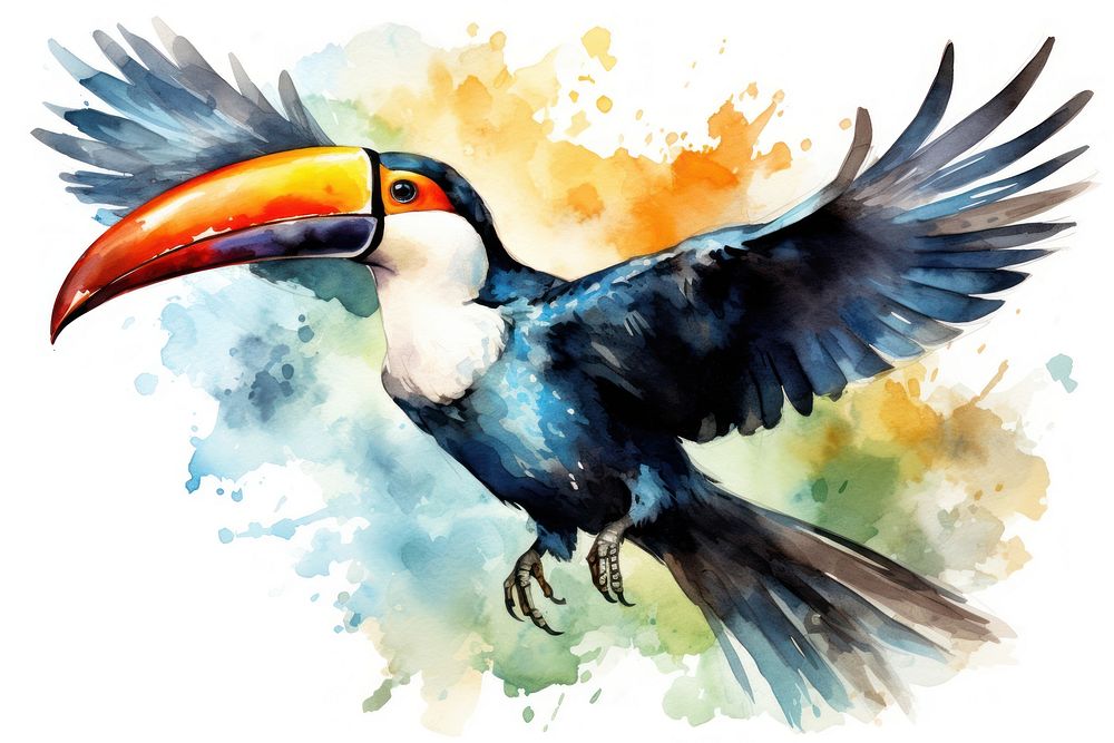 Illustration of toucan bird flying wedding animal female.